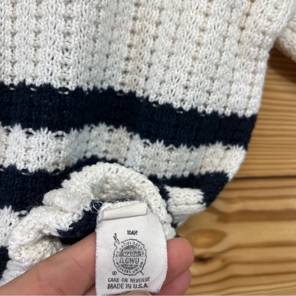 The Petite Concept by Devon Vtg Sweater Small White Blue Collared Nautical B80 - Picture 13 of 15